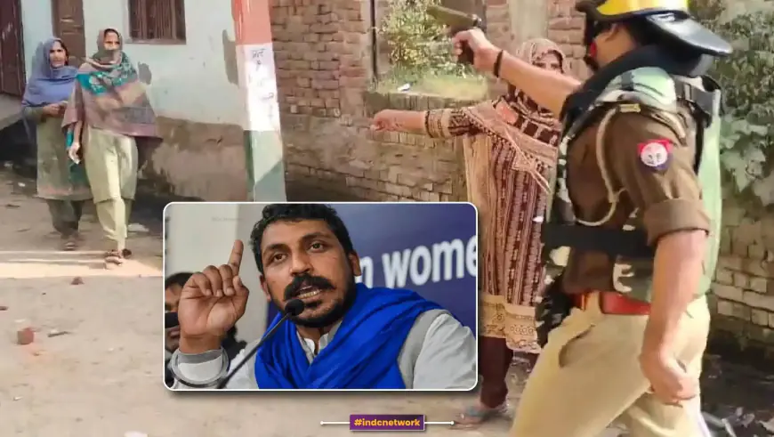 Chandrashekhar Azad reacted on SHO seeing women carrying pistols during voting